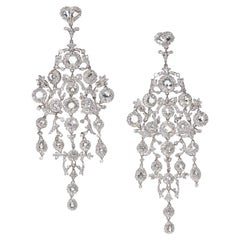 Modern Large Diamond And Platinum Chandelier Earrings, 15.26 Carats