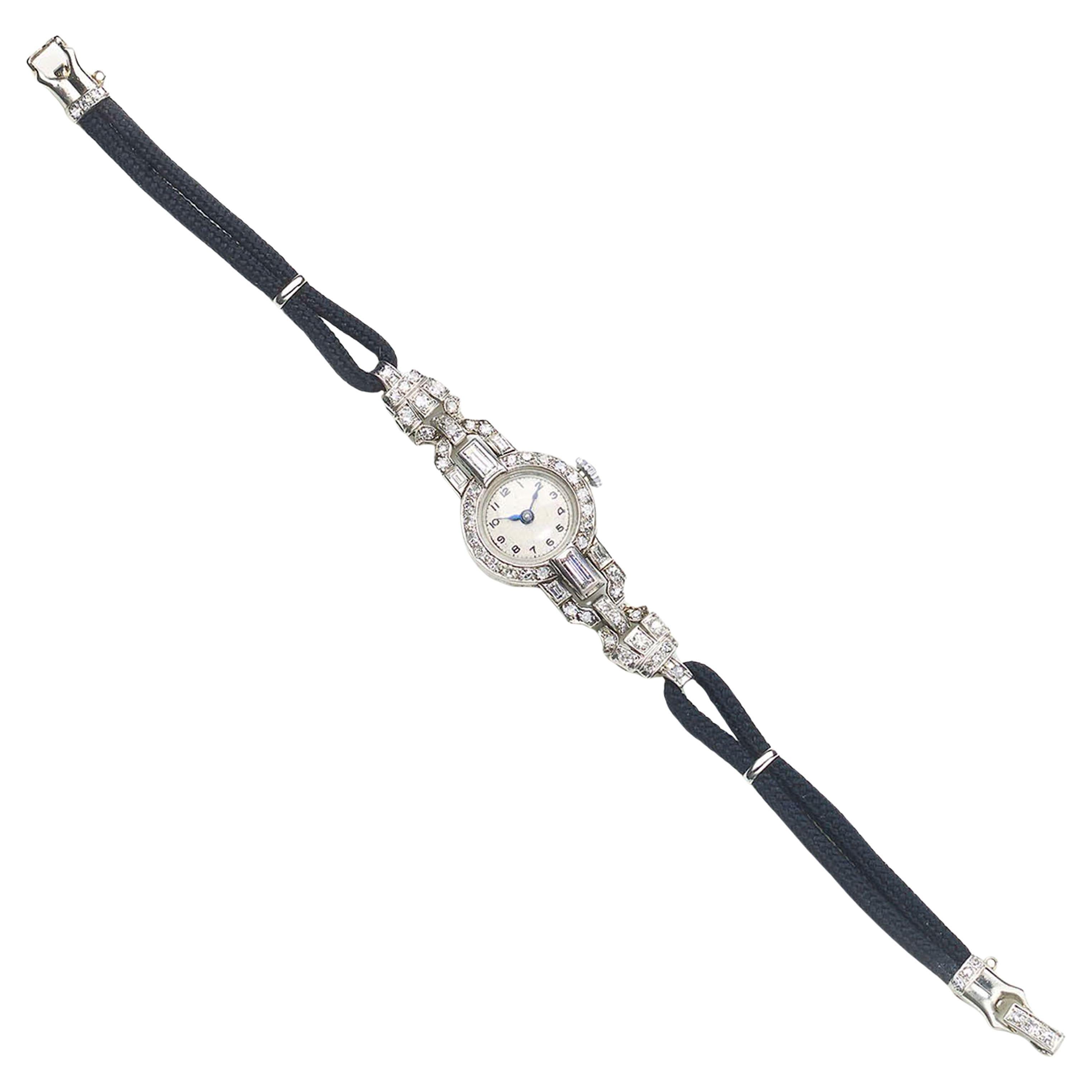 Art Deco Diamond and Platinum Cocktail Manual Wristwatch, circa 1930
