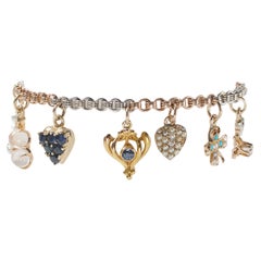 Charm-Armband aus Edelsteinen, Emaille, Gold und Platin