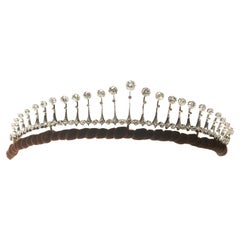 Antique French Ch. Fontana & Cie Diamond Tiara Necklace Silver Upon Gold, c 1880