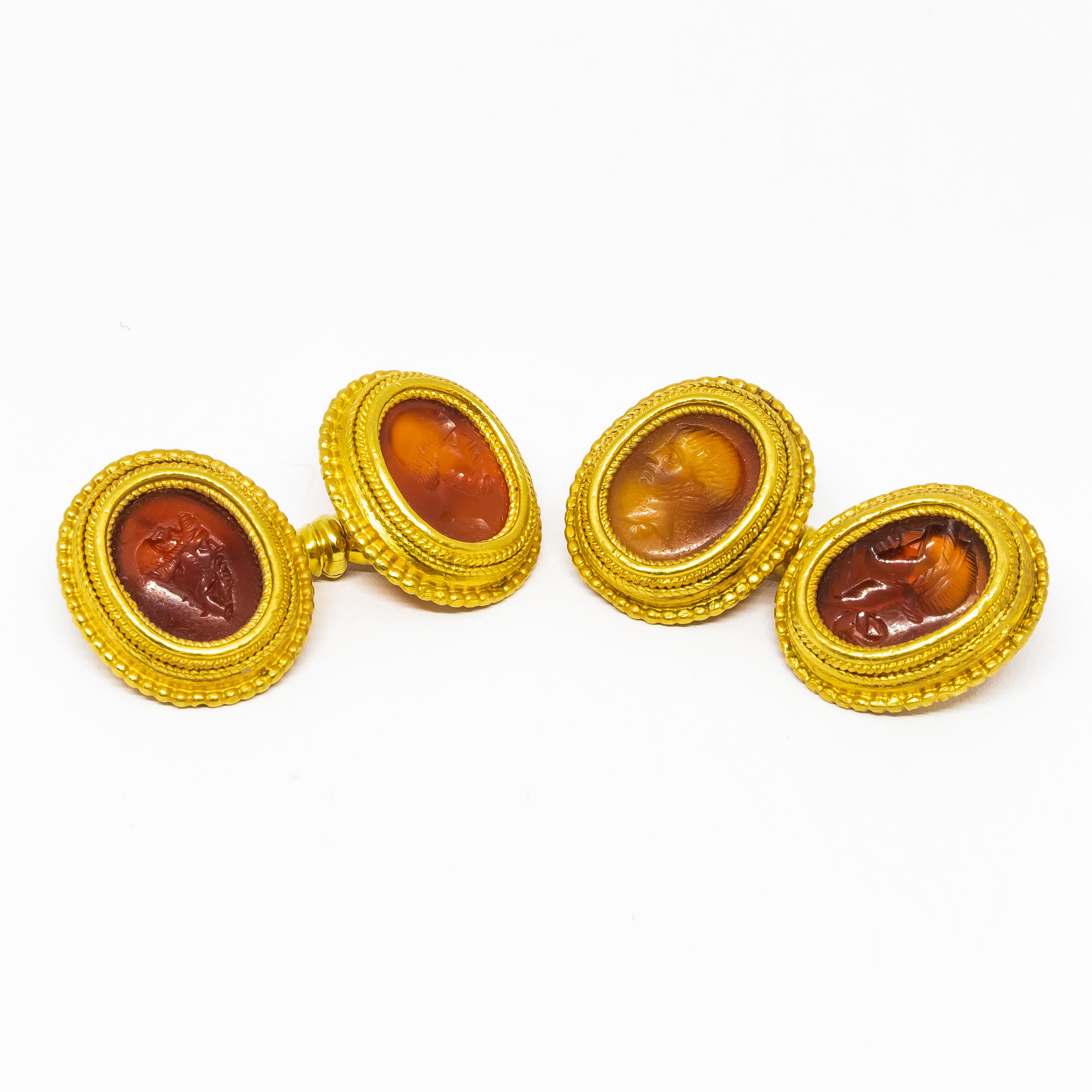 Gemelos Wiese de cornalina calada en oro, hacia 1925 en Bueno estado para la venta en London, GB