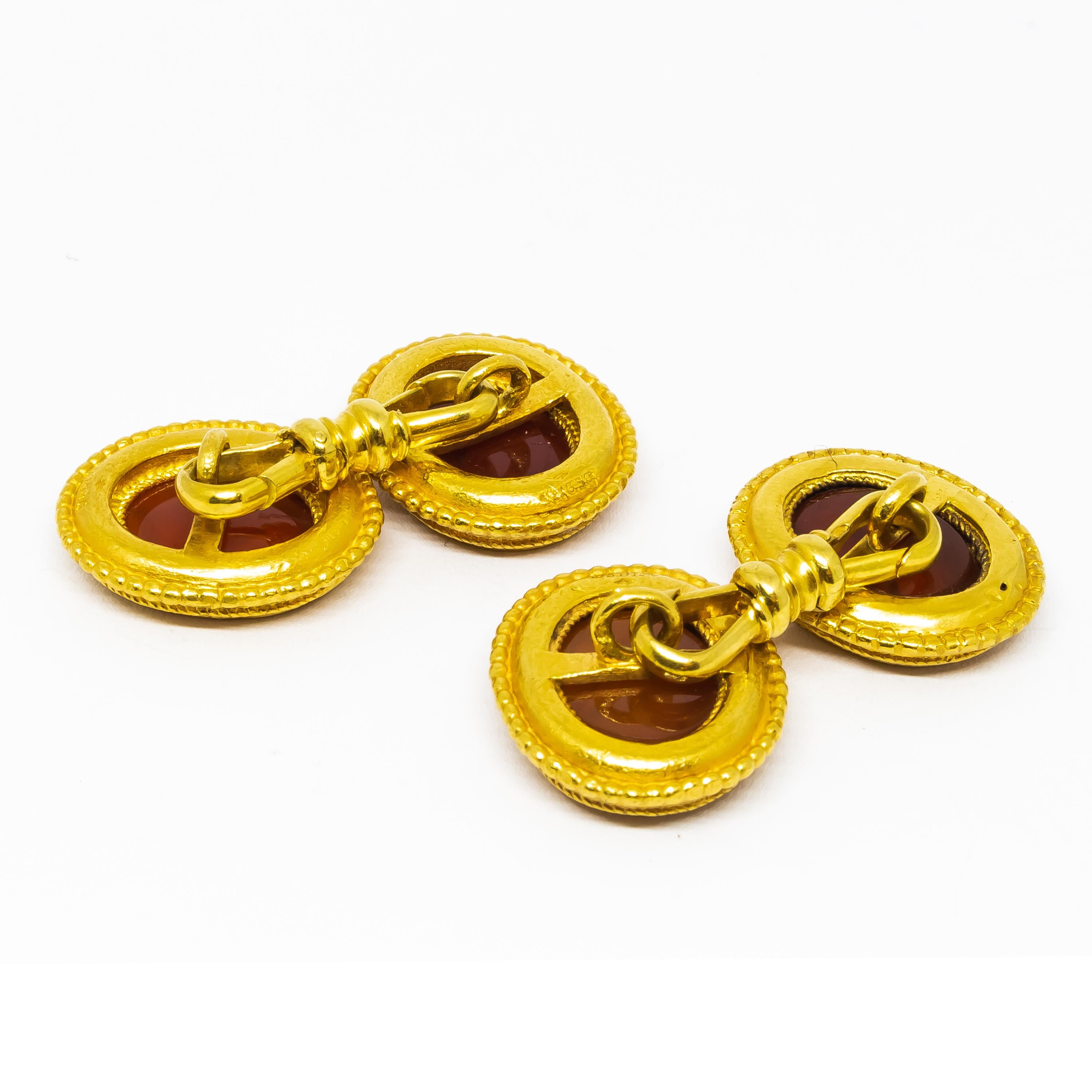 Gemelos Wiese de cornalina calada en oro, hacia 1925 en venta 1