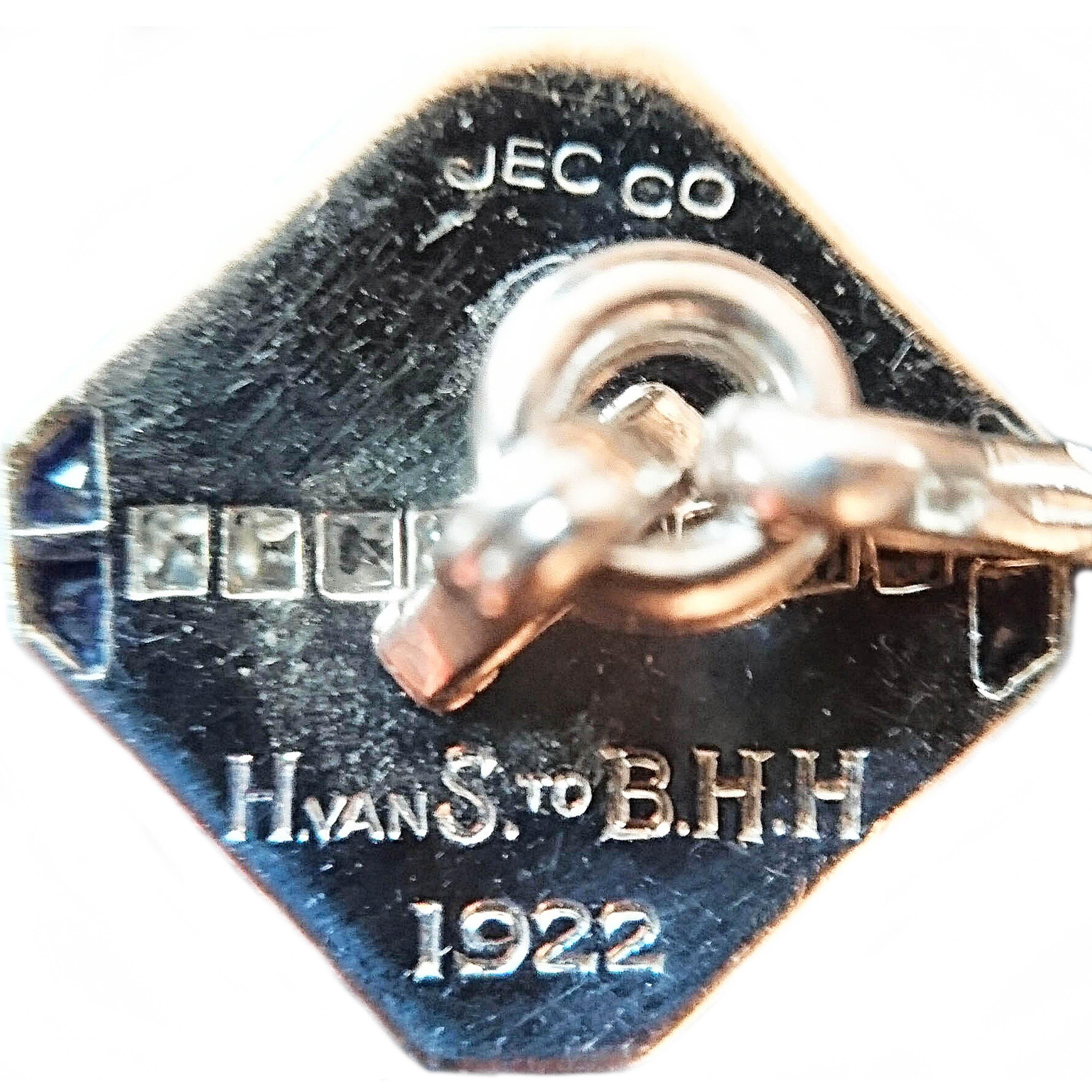 J. E. Caldwell Manschettenknöpfe aus Platin mit Saphiren, Diamanten und Platin, datiert 1922 Herren im Angebot