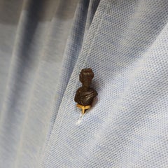 French Antique Apollo Belvedere Style Bust Stick Pin in Chalcedony and Gold