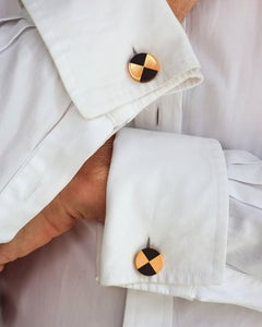Gemelos de madera y oro de 18 quilates de Mellerio, hacia 1960