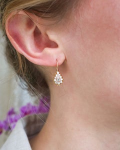 Antike Ohrringe in Birnenform aus Diamanten und 14-Karat-Gold, um 1880