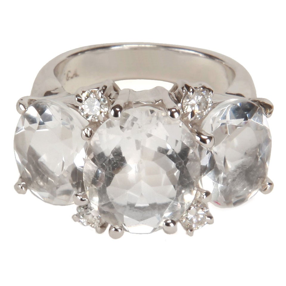 Medium GUM DROP™ Ring with Rock Crystal and Diamonds