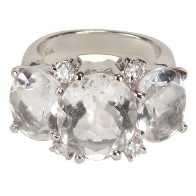 Georgian Diamond and Green Foiled Rock Crystal Ring For Sale at 1stDibs