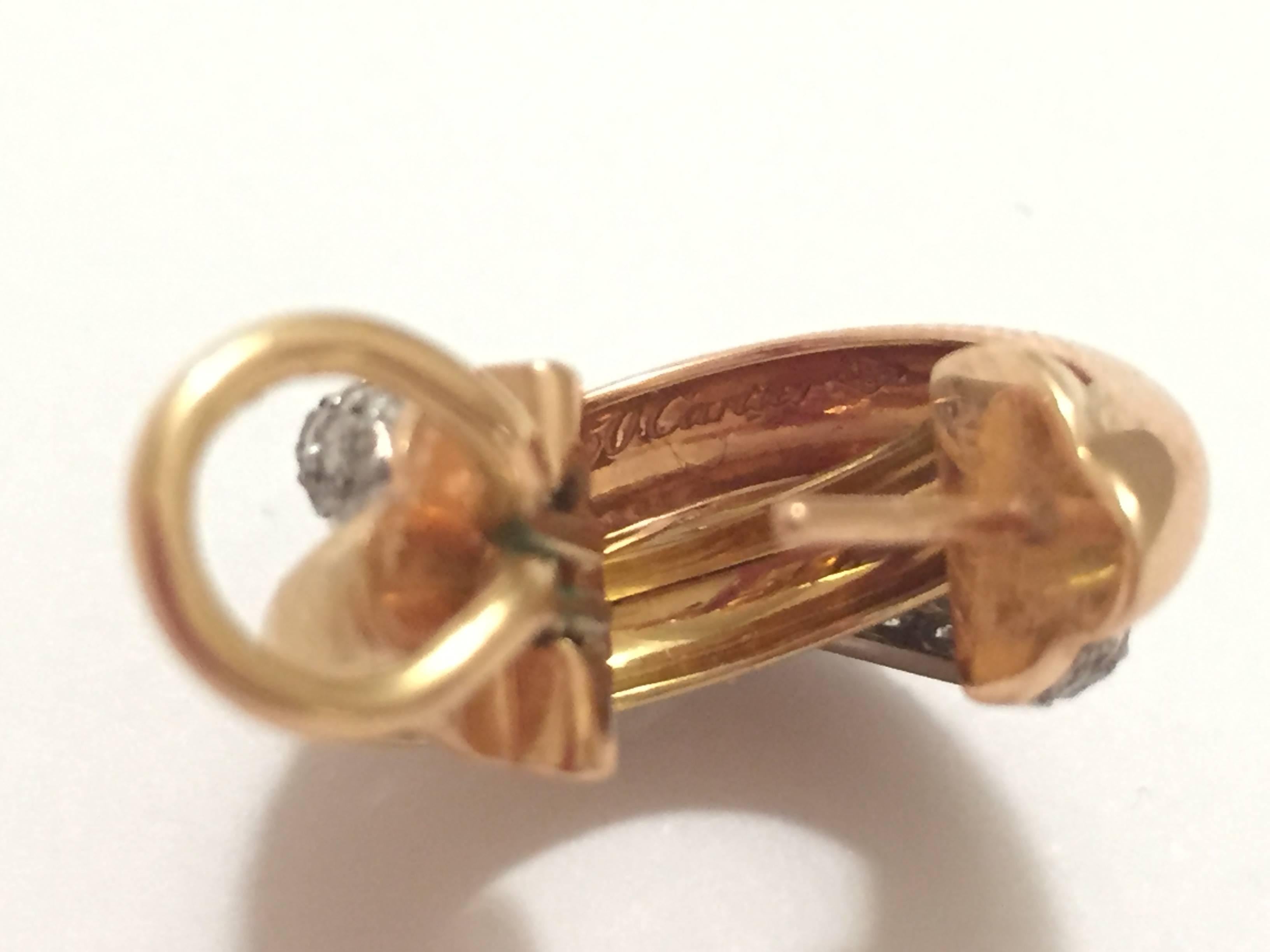 Cartier Trinity de Cartier Three Row Diamond Gold Hoop Earrings In Excellent Condition In New York, NY
