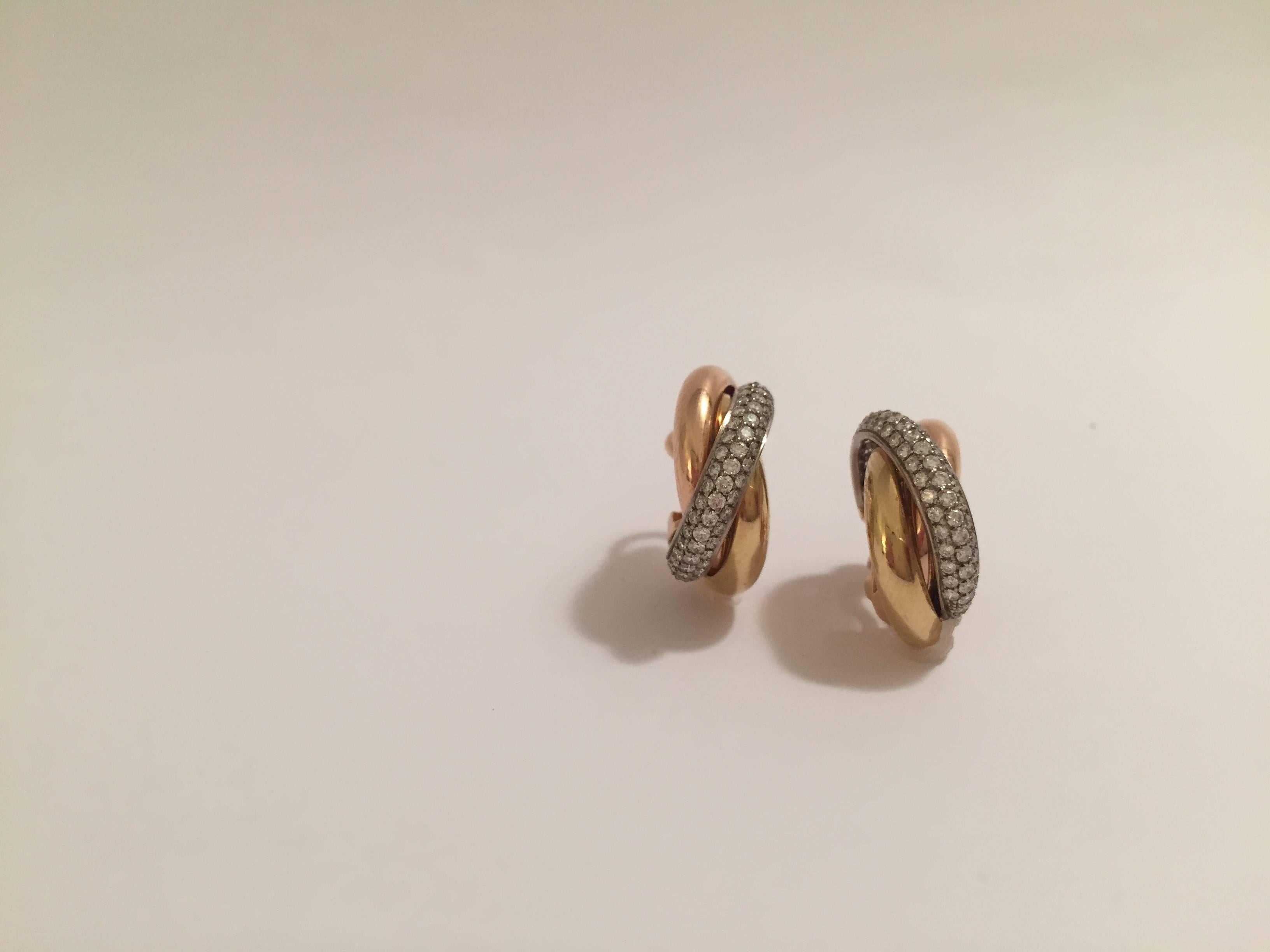 cartier three gold earrings