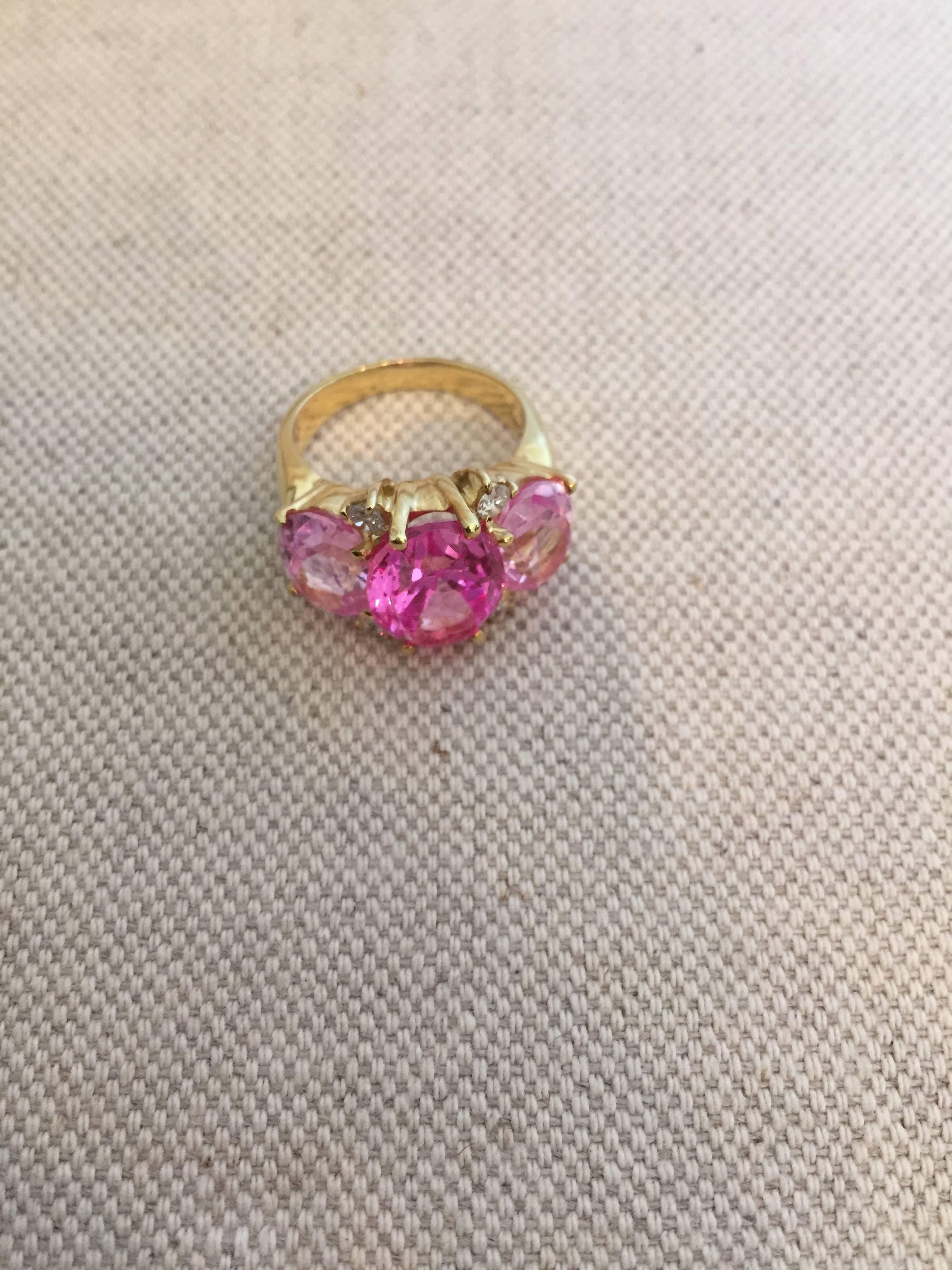Contemporary Medium GUM DROP™ Ring with Pink Topaz and Diamonds  For Sale