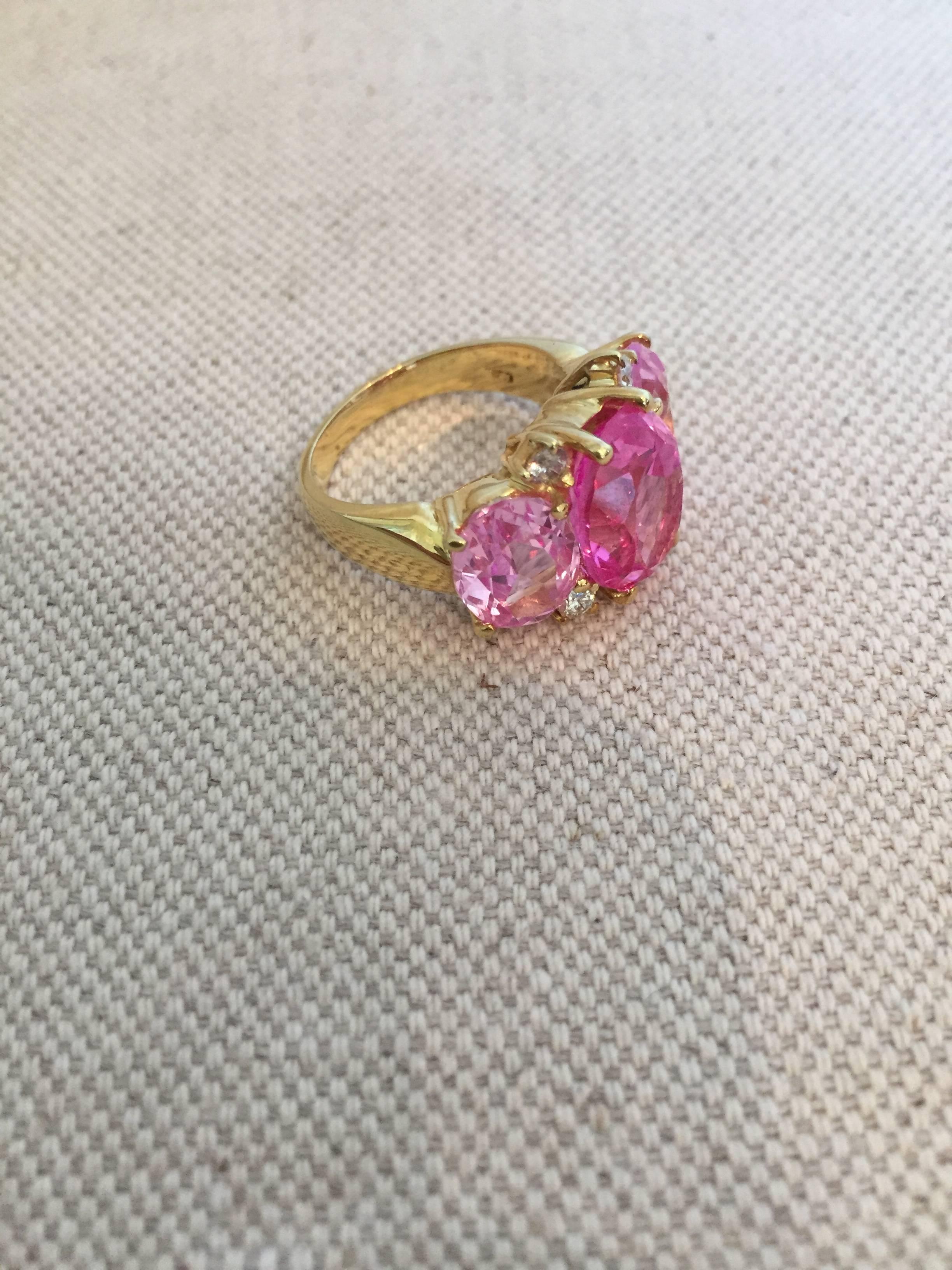 Oval Cut Medium GUM DROP™ Ring with Pink Topaz and Diamonds  For Sale