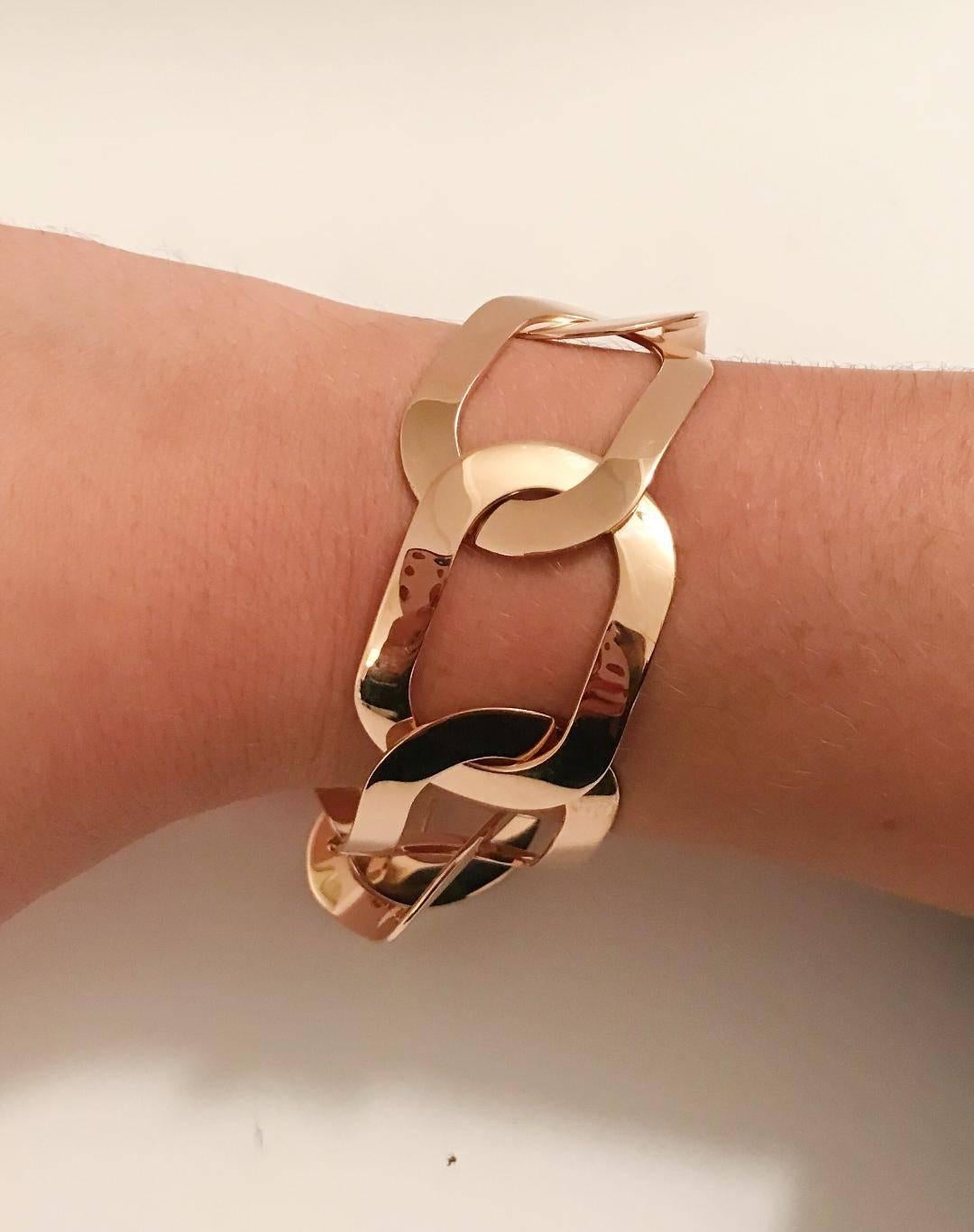 18 Karat Rose Gold Oval Link Bracelet In New Condition In New York, NY