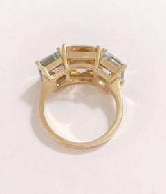 Christina Addison Yellow Gold Semi Precious Mini Emerald Cut Ring