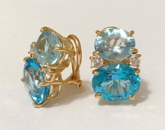 Christina Addison Medium Gum-Tropfen-Ohrringe mit zweifarbigem blauem Topas und Diamanten