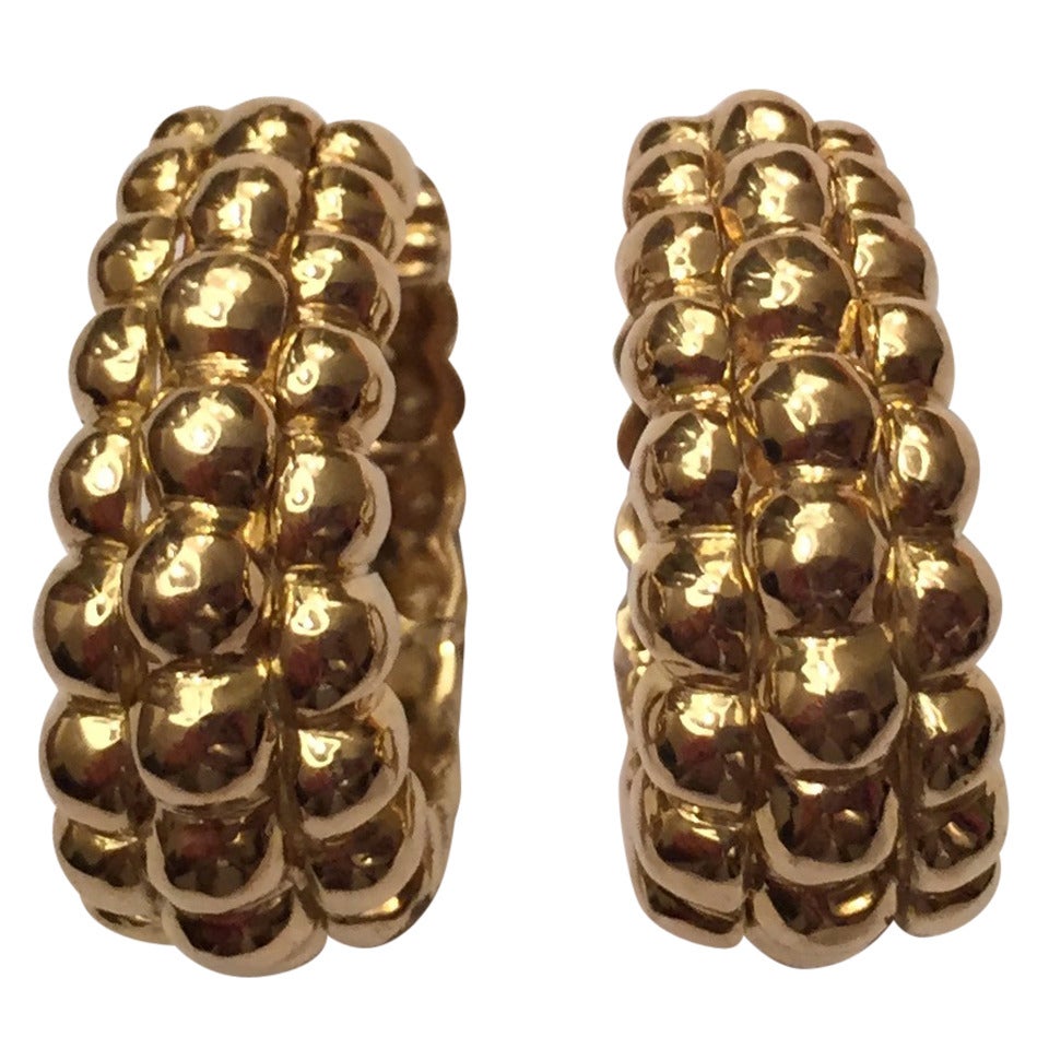 Gold Three Row Creole Ear Clips by David Webb For Sale