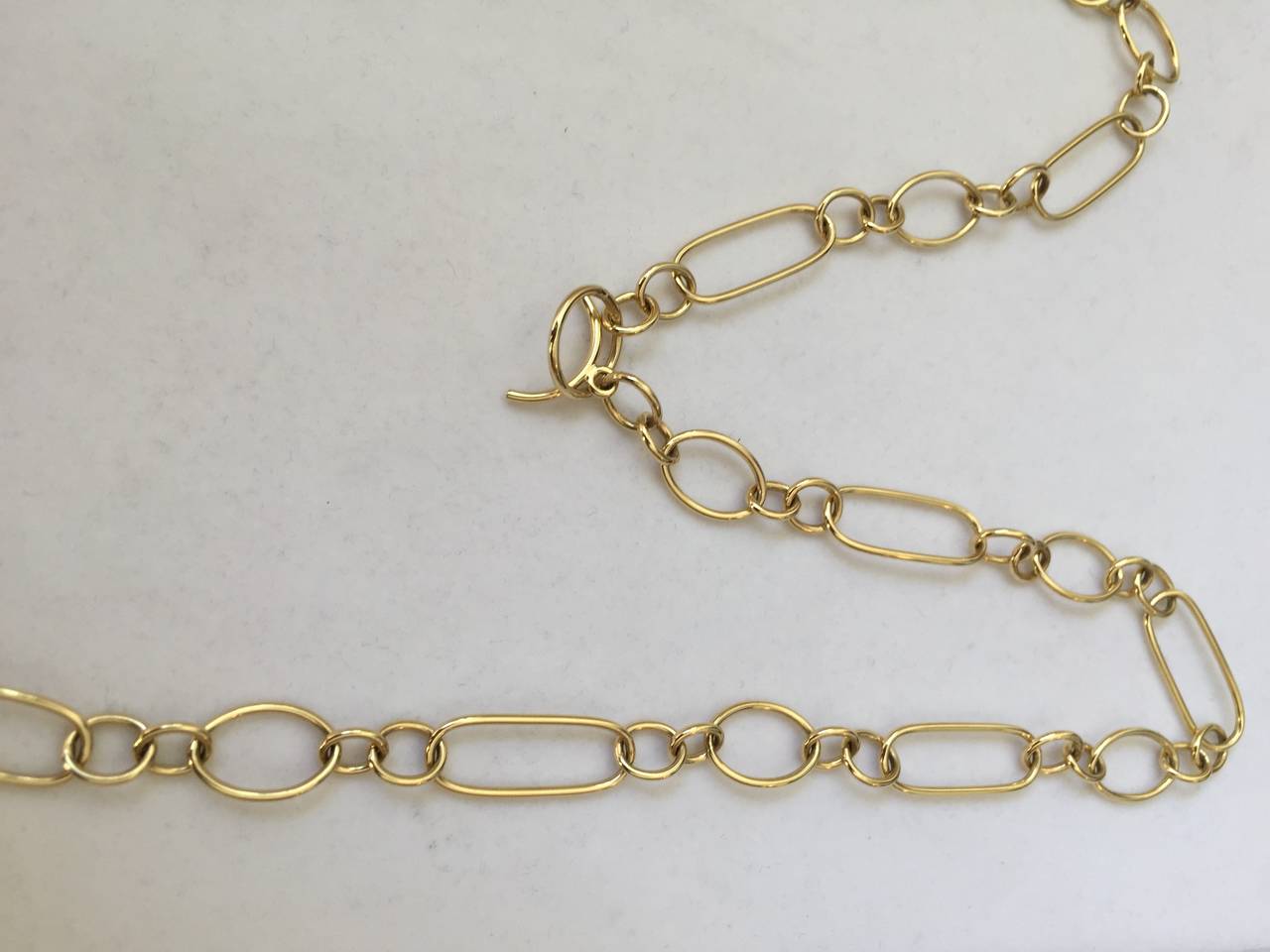 18kt Yellow Gold Paper clip link necklace 36