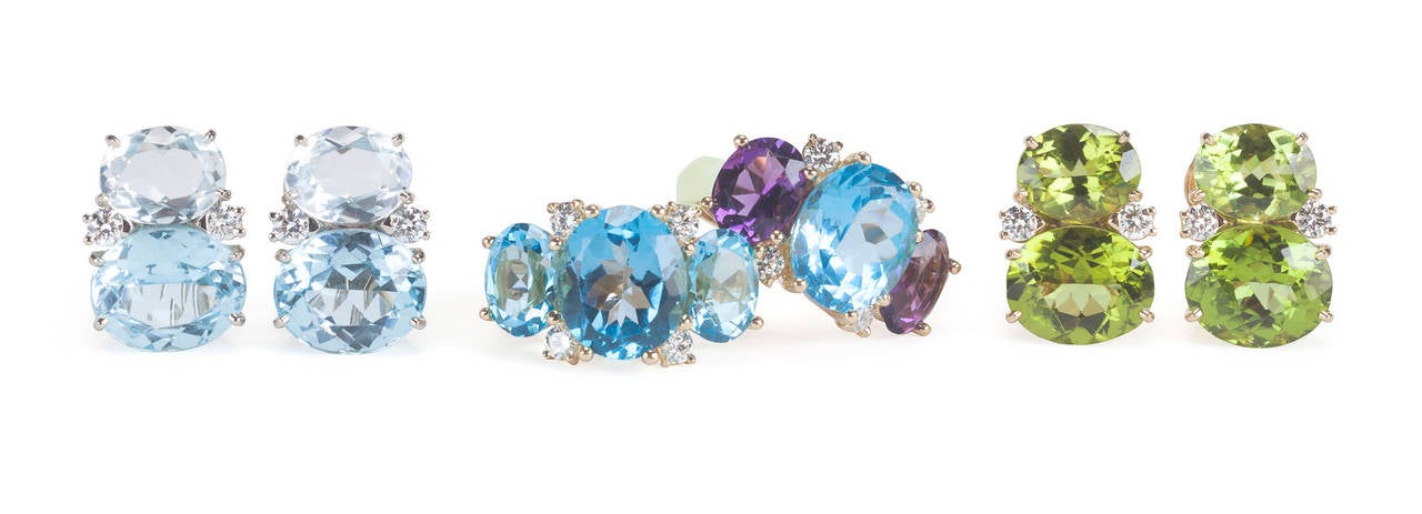 GUM DROPTM Ring mit GUM DROPTM-Muster  Blauer Topas und Diamanten im Zustand „Neu“ im Angebot in New York, NY