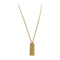 Hanging Bar Necklace with Script Initial and Diamond 12