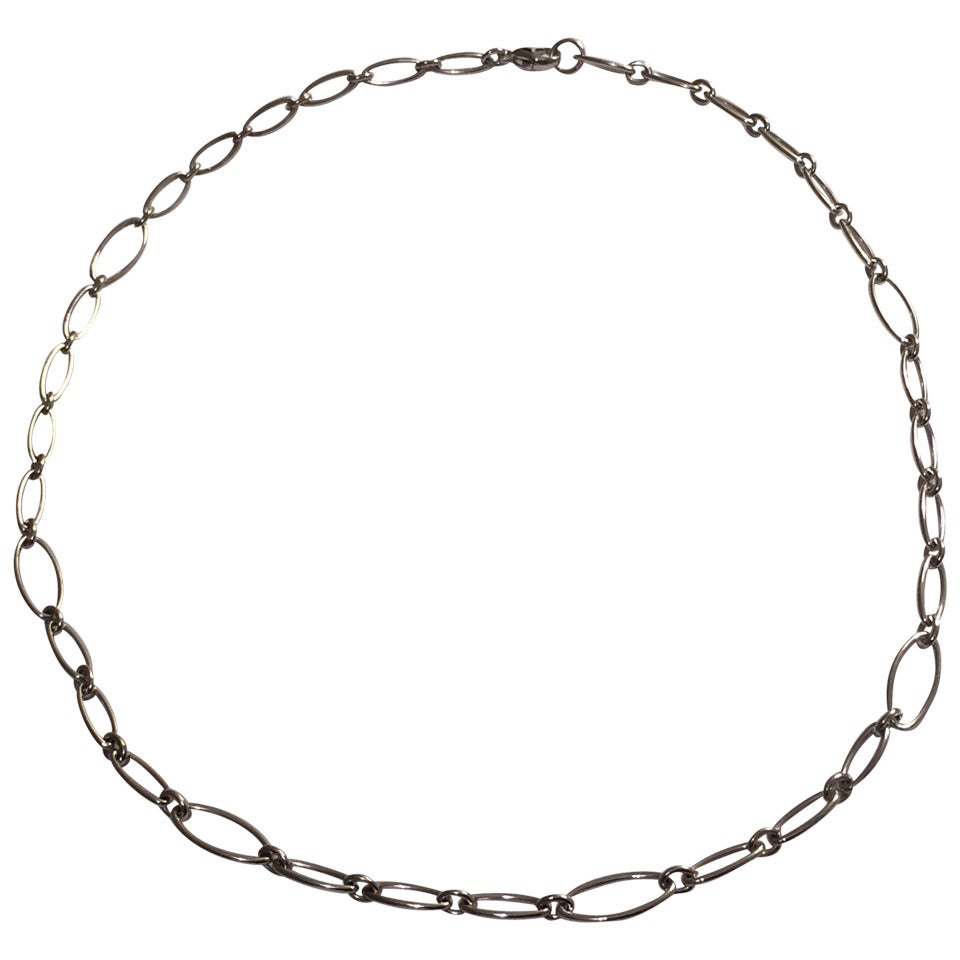 White Gold marquise Link choker Necklace