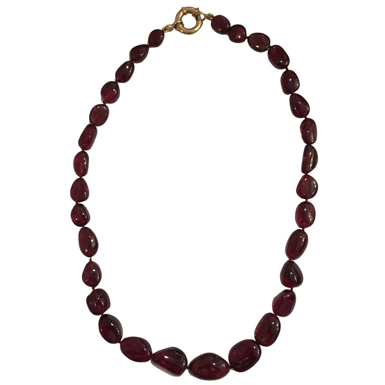 Elegant Rubelite Bead Necklace with a Gold clasp