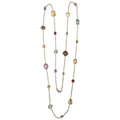 Elegant Multiple Semi Precious Stone Gold Necklace 8
