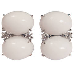 Grande GUM DROPâ„¢ Earrings with Cabochon White Jade and Diamonds 7