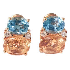 Medium GUM DROP™ Earrings with Blue Topaz and Citrine and Diamonds 10