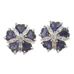 Antique Iolite Earrings 58 For At 1stdibs White Gold Mini Sand Dollar Earrings With Iolite And Diamonds