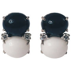 Medium GUM DROPâ„¢ Earrings with Onyx and White Jade and Diamonds 8