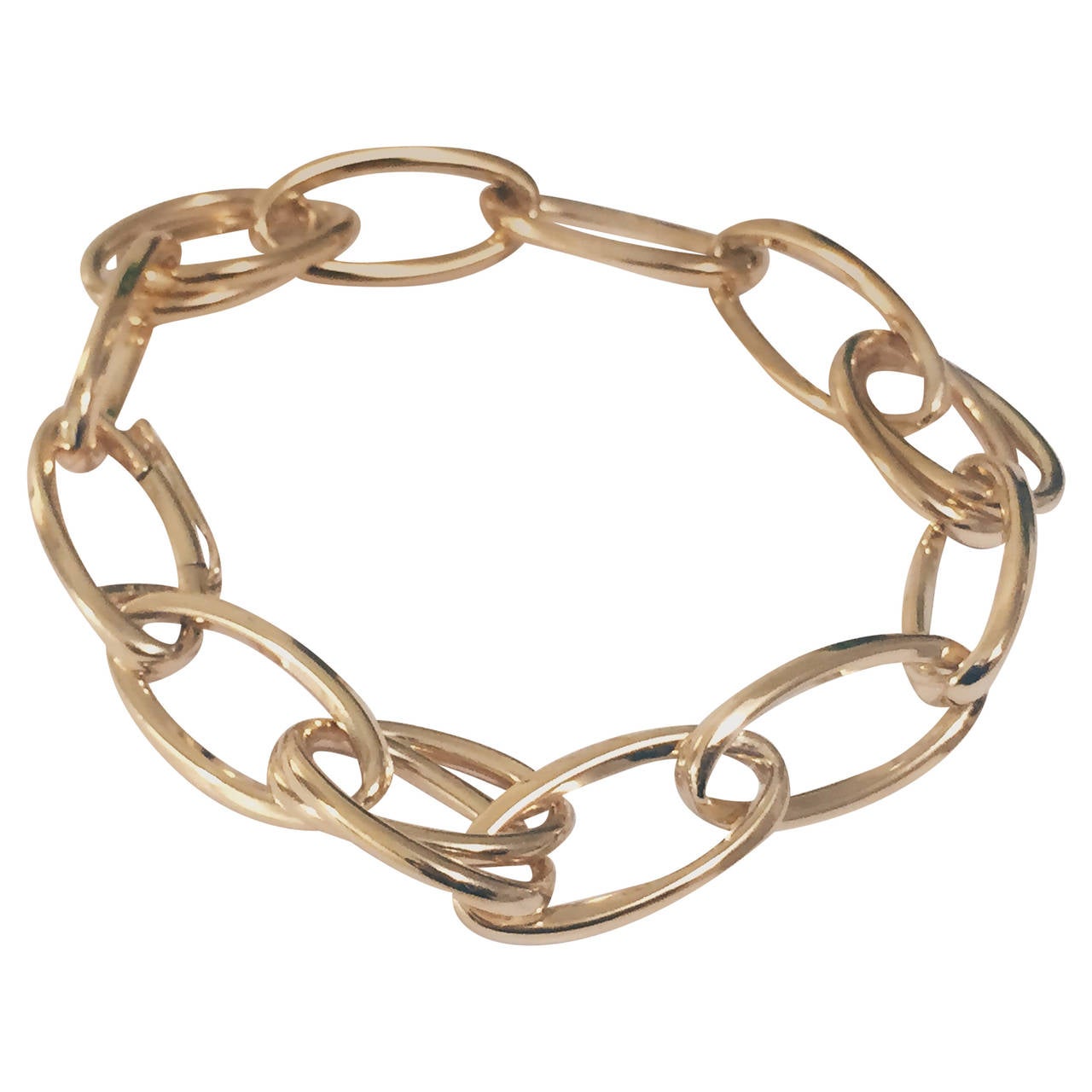 Yellow Gold Double Marquise Link Bracelet For Sale
