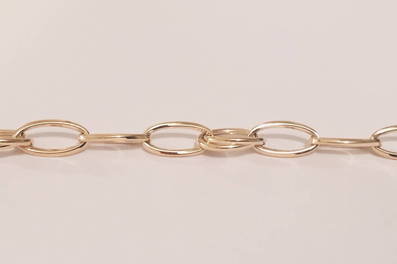 So Chic!  This chunky 18kt Yellow Gold Double Marquise Link Bracelet is the perfect bracelet layering piece!  The single marquise links are met with a double marquise link every 3 links.   The individual links are 3/4