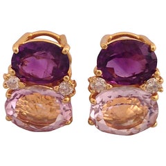 Medium GUM DROP™ Earrings with Amethyst and Pale Amethyst and Diamonds