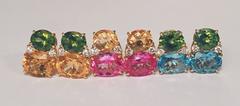 Large GUM DROP Earrings with Citrine and Pink Topaz and Diamonds