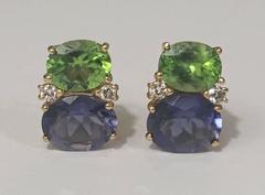 Medium GUM DROP™ Earrings with Peridot and Iolite and Diamonds