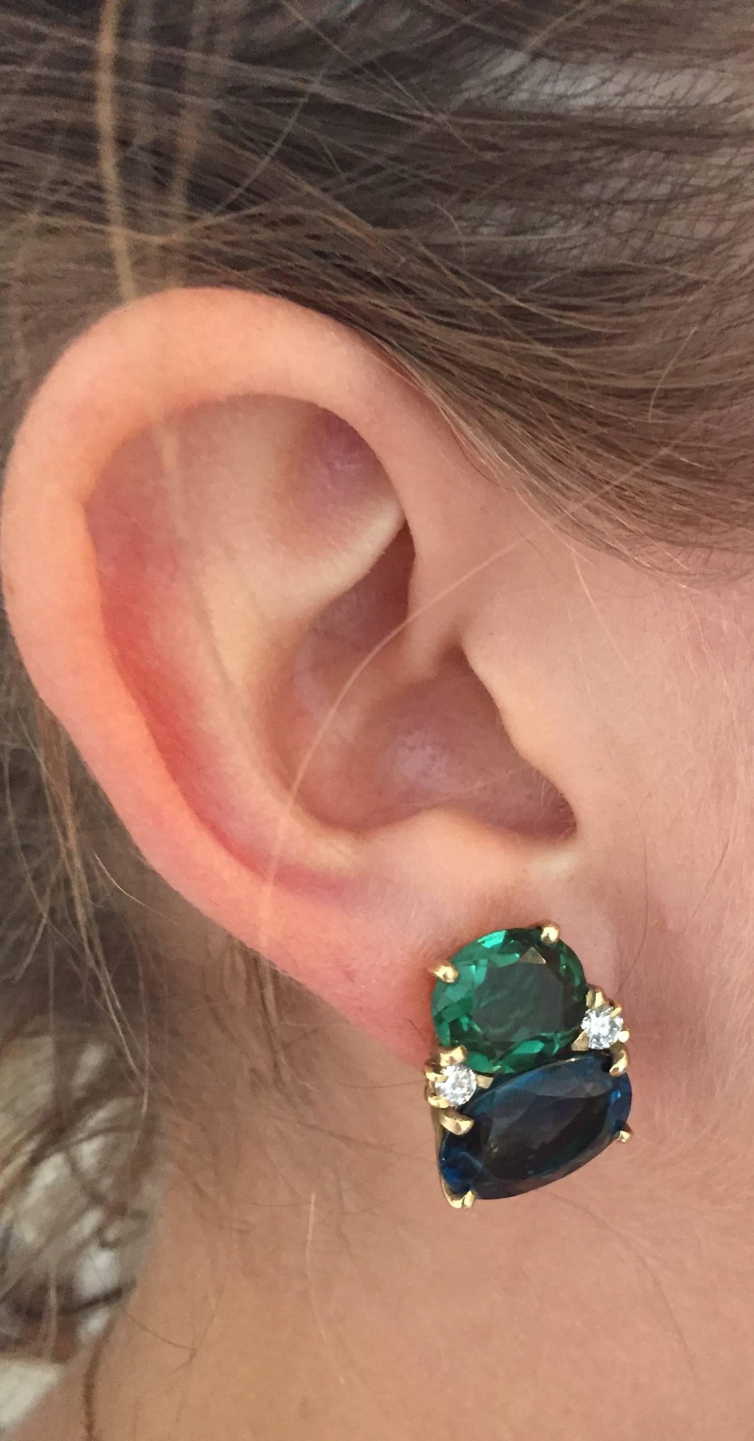 GUM DROPTM-Ohrringe mit Tsavorit und dunkelblauem Topas und Diamanten im Zustand „Neu“ im Angebot in New York, NY