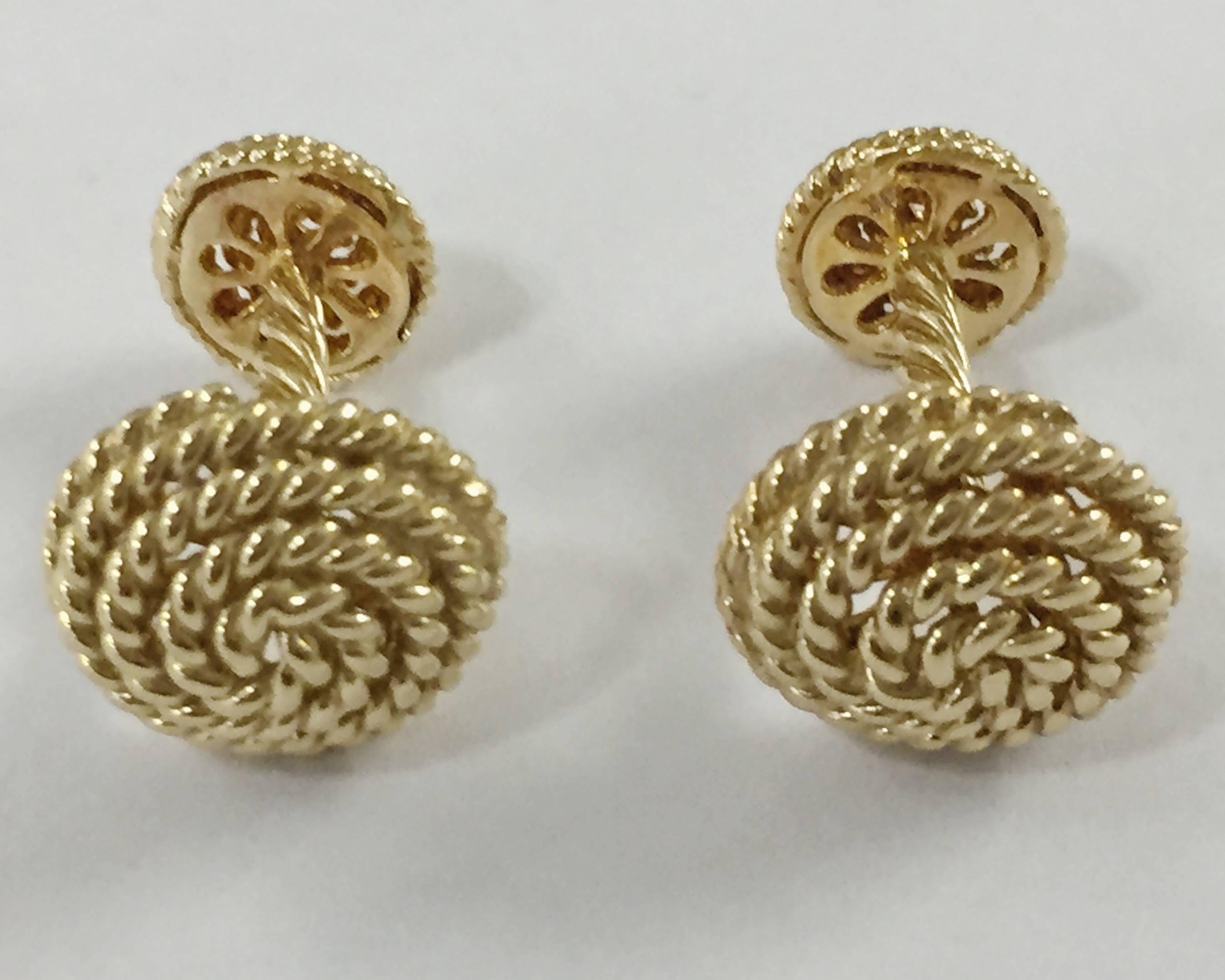 Contemporary Twisted Gold Large Knot Cufflinks For Sale