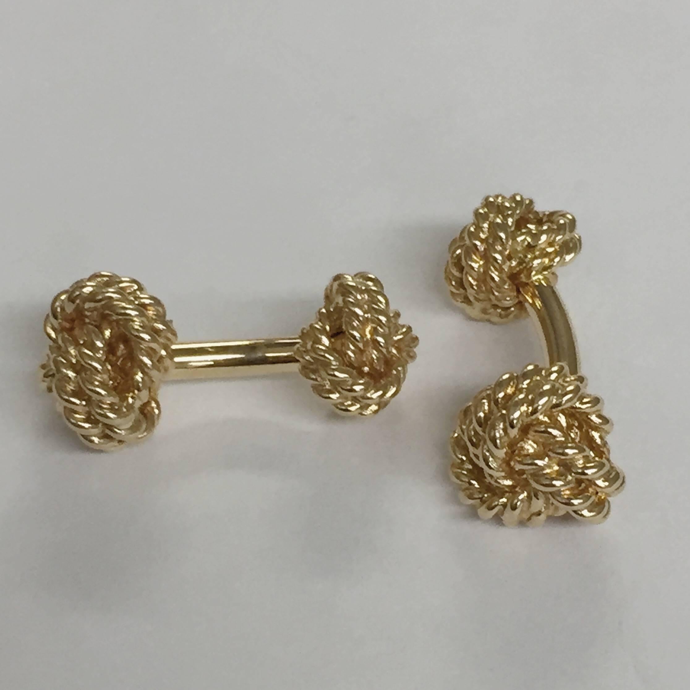 18kt Yellow Gold Twisted Rope Knot Cufflinks.  A classic!