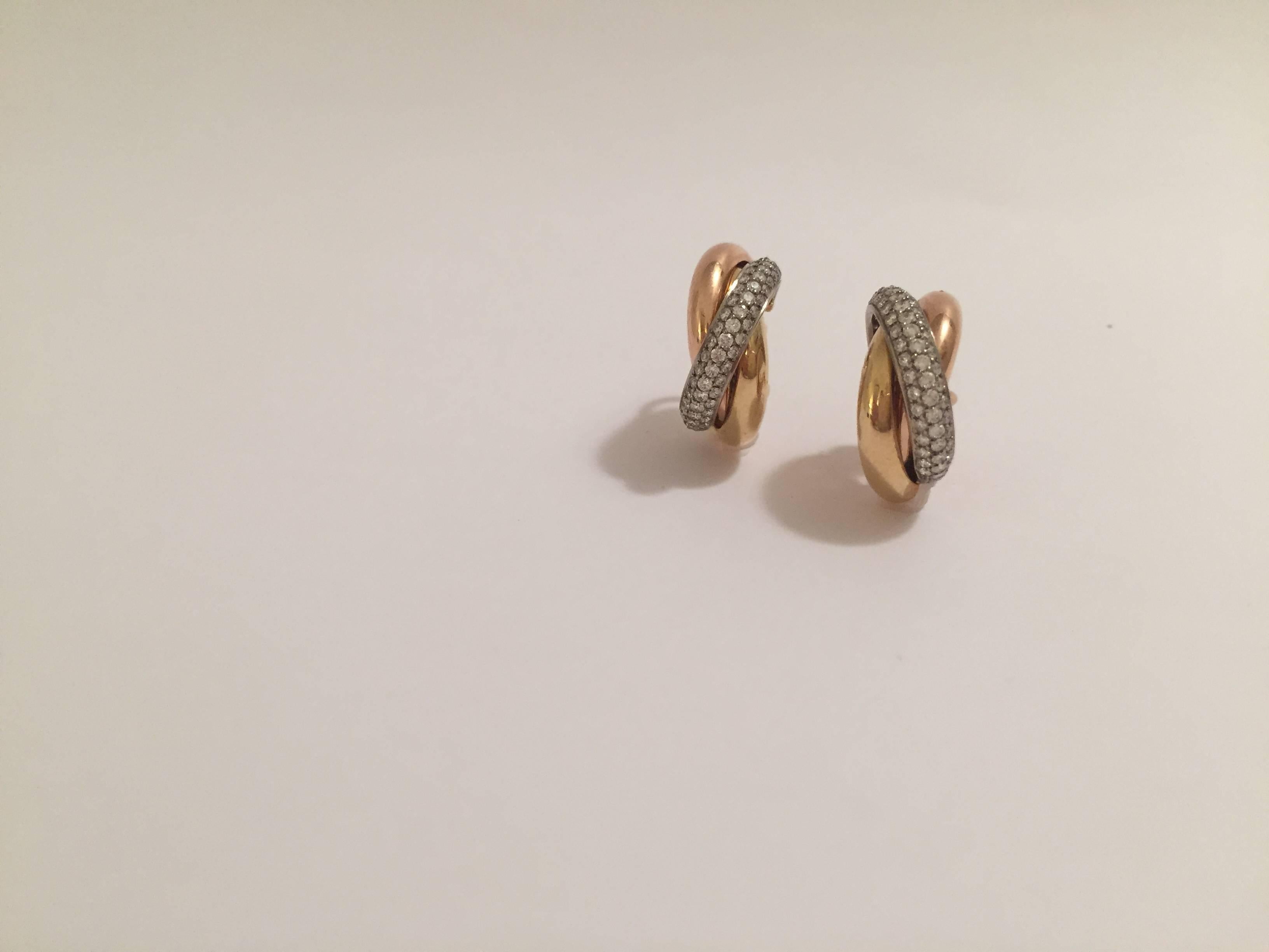 Cartier Trinity de Cartier Three Row Diamond Gold Hoop Earrings 2