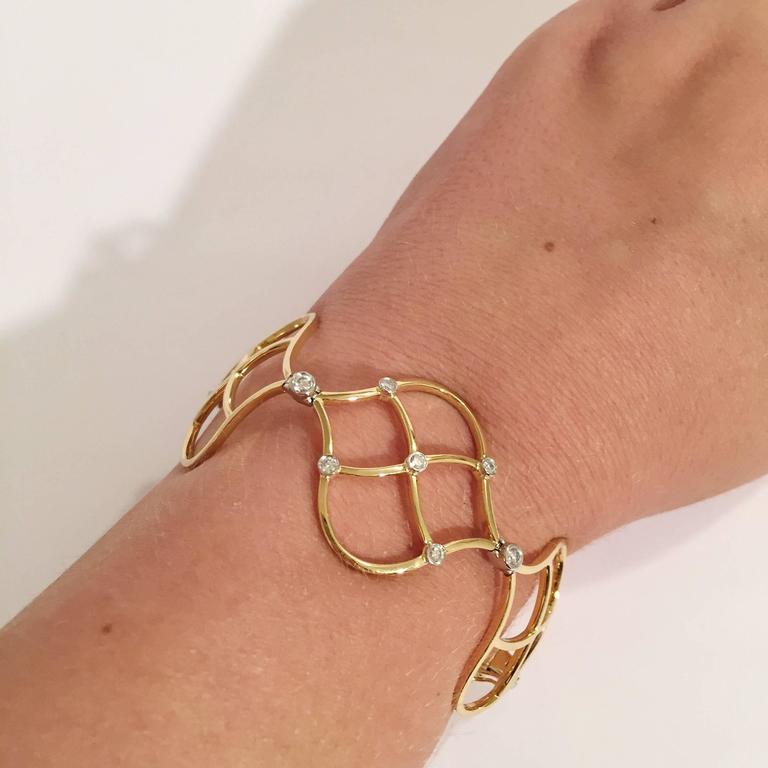 Diamond Gold Woven Bracelet For Sale at 1stDibs