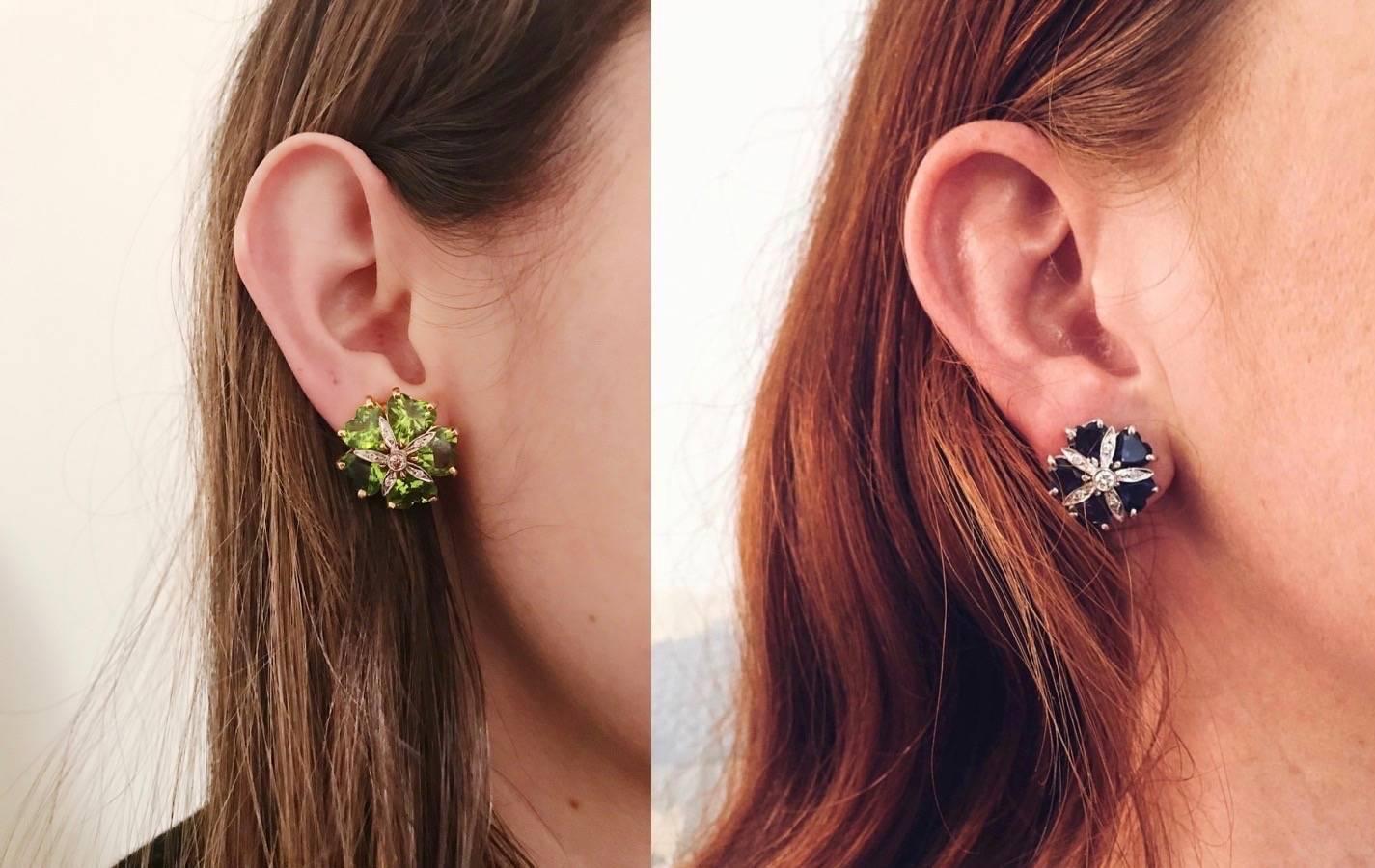 peridot flower earrings