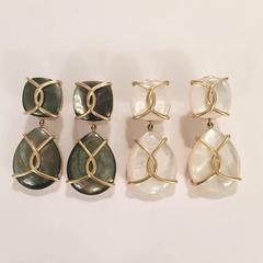 Mother Of Pearl Drop Earrings with Twisted Gold Detail