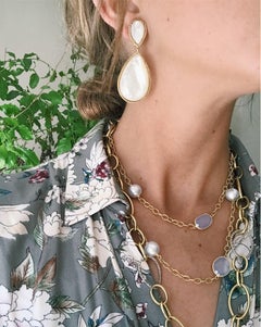 Mother-of-Pearl Drop Earrings with Elegant Rope Twist Border