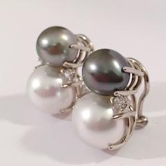 Large GUM DROP Earrings with South Sea Pearls and Diamonds