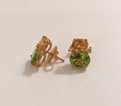 Mini GUM DROP-Ohrringe mit Citrin und Peridot und Diamanten