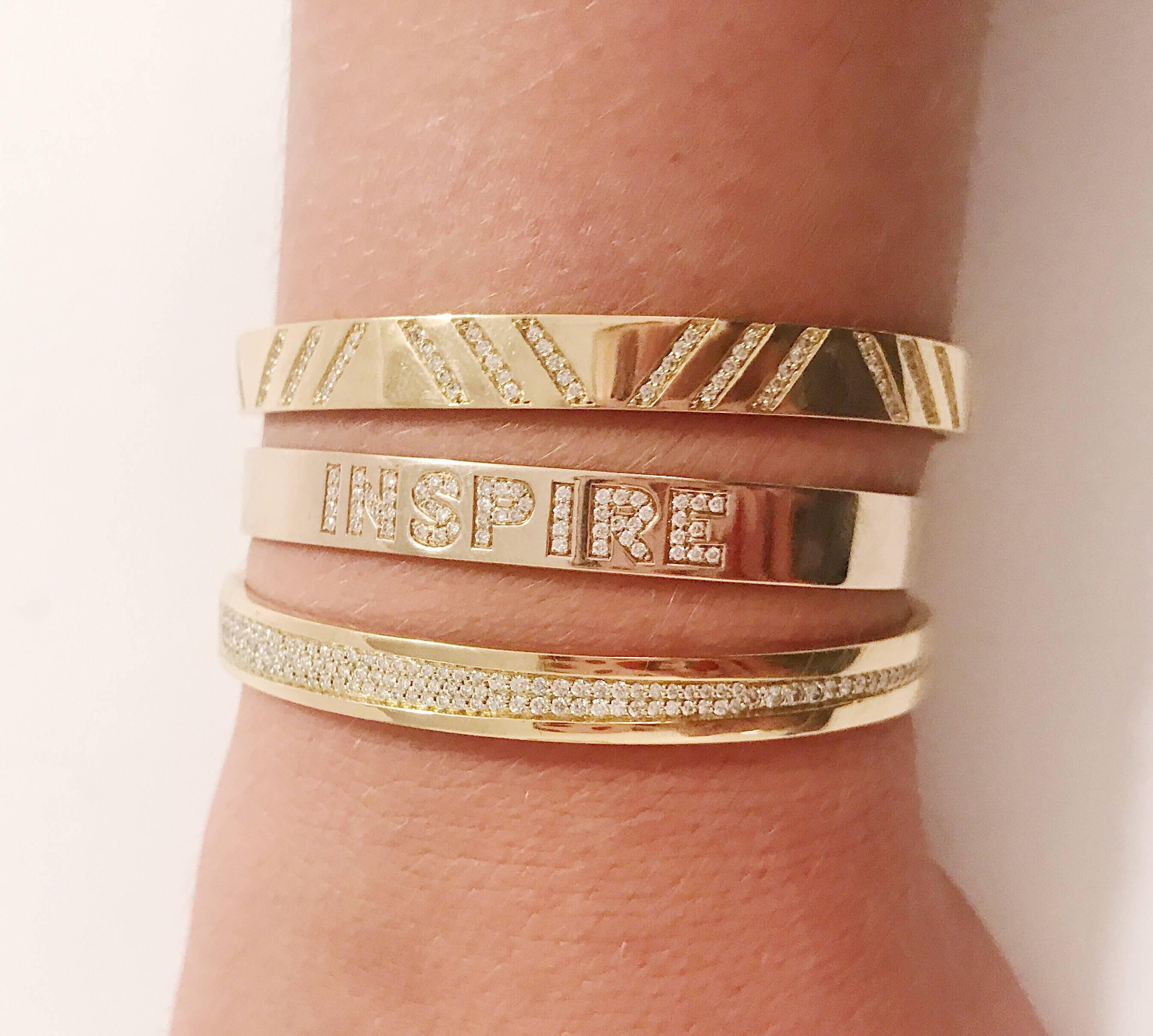 Taille ronde Bracelet manchette «lash » en or jaune et diamants en vente