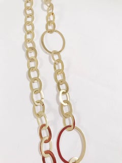 Yellow Gold Flat Oval Link Necklace