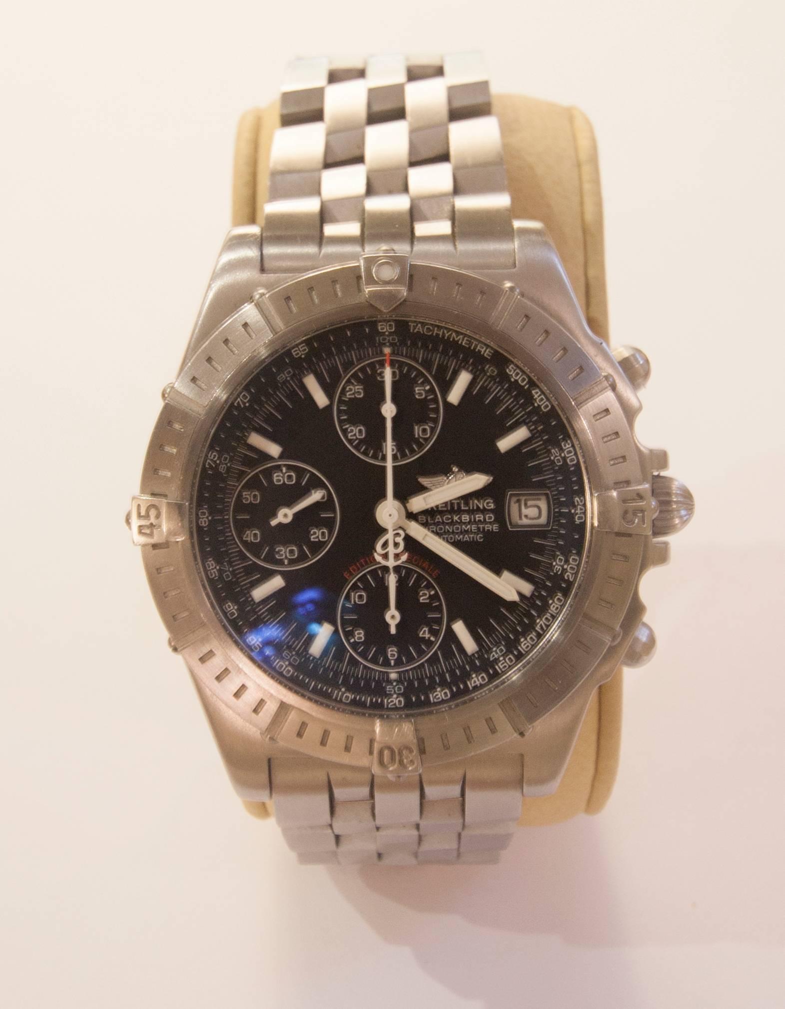 Breitling A13353 Blackbird Stainless Steel Chronograph Special Edition Watch For Sale 3