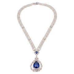 Belle Époque Sapphire, Diamond and Pearl Sautoir Necklace