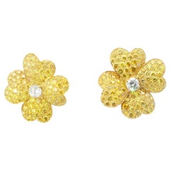 Van Cleef & Arpels 18K Yellow Gold and Vivid Yellow Diamond Cosmos Earrings